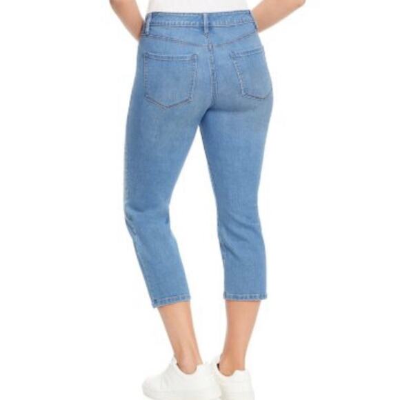 NINE WEST Chrystie Capri Jean Stretch Relaxed Fit Cotton Twill Jeans Pants - Picture 3 of 6